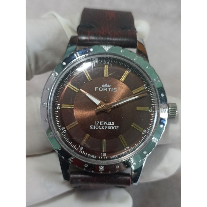 Jam pria Manual Winding NET211337 Fortis Dark Brown Dial Vintage