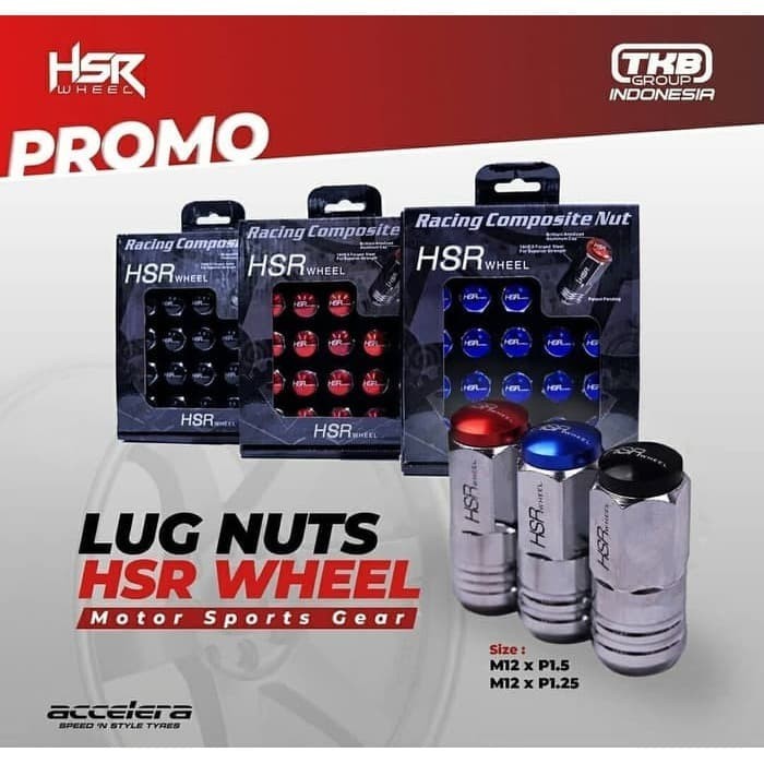 Mur Baut Roda HSR Variasi Red Satu Paket + Kunci Shock BARU