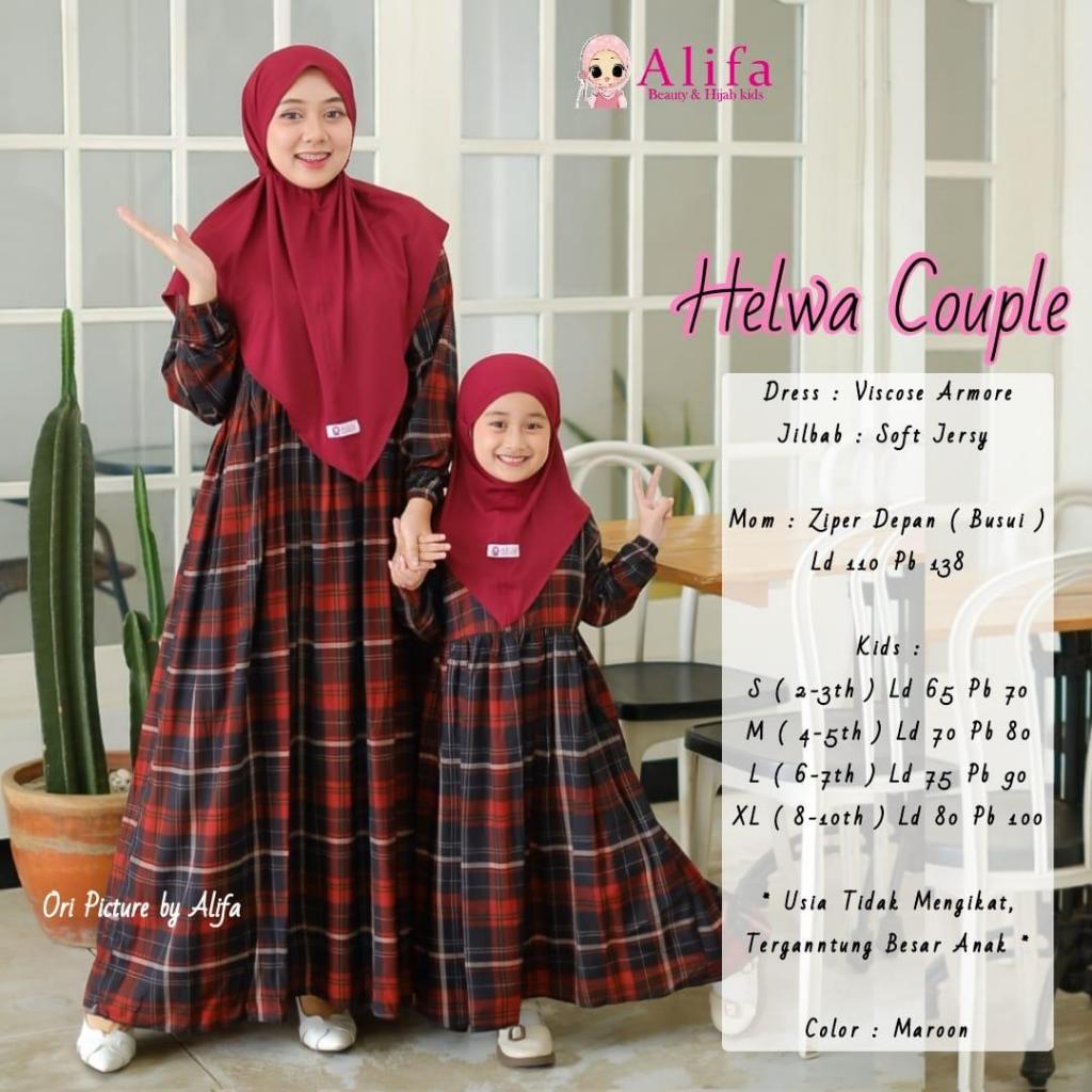 HELWA ASOKA FLOWER COUPLE MOM KIDS BY ALIFA GAMIS COUPLE IBU DAN ANAK BAJU MUSLIM KEMBARAN DRESS KAT
