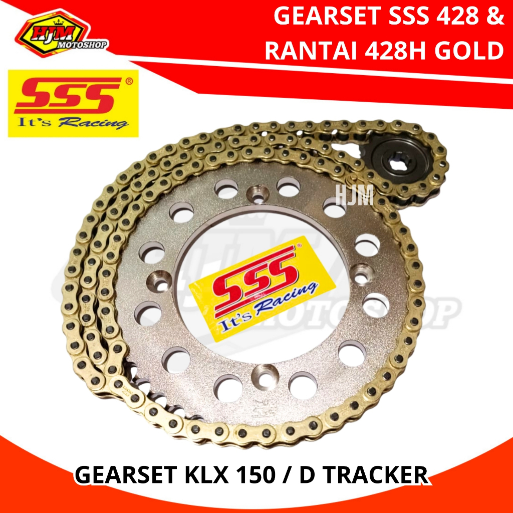 GEARSET SSS 428 KLX 150 / D TRACKER 150 & RANTAI 428H GOLD