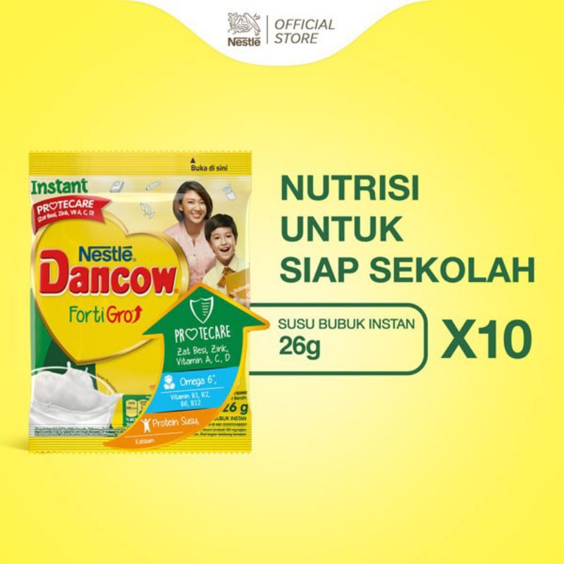 

Dancow Fortigro Susu Bubuk Renceng Rasa Vanilla dan Coklat 26gr isi 10+1pcs