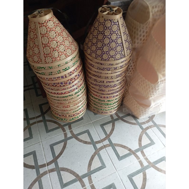 Kap Lampu Bambu | Kap Lampu Gantung | Lampu Hias | Lampu unik | Lampion | Lampu Unik | Anyaman Bambu