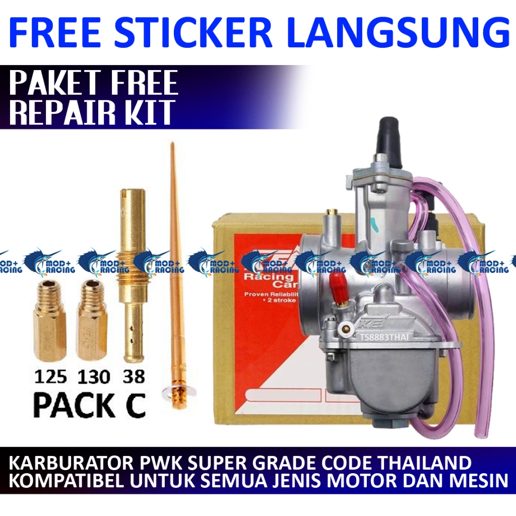 (PAKET) KARBURATOR PWK FULLSET + REPAIR KIT PWK 24 26 28 30 32 34 KARBU PE SEPAKET SMASH SHOGUN SKYW