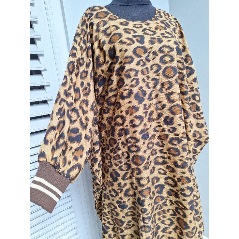 kaftan rib motif macan leopard panjang 140 ld 135