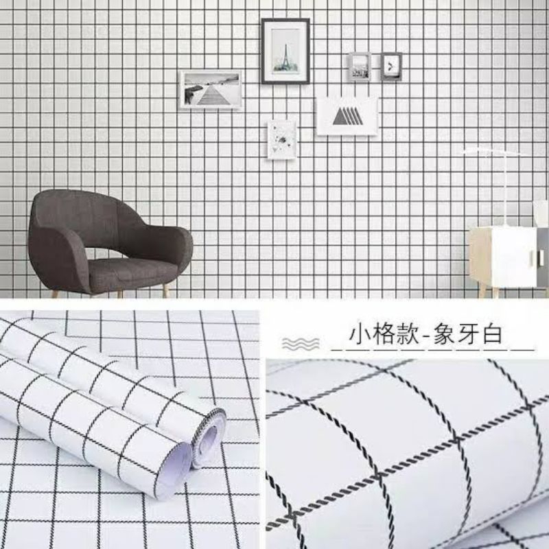 Stiker wallpaper Dinding Motif kotak putih jepang