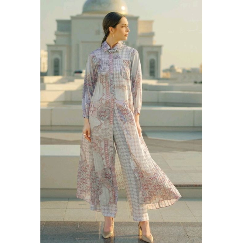 BENANG JARUM FESTIVE PLEATED SHIRT DRESS IVORY SIZE S