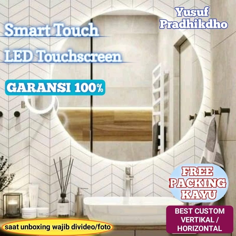 Cermin LED Touchscreen Cermin Dinding Wastafel Estetik