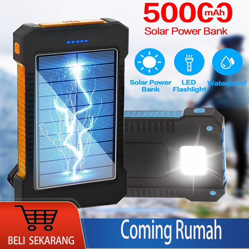 50000 mAh Solar Power Bank Charger USB Ports 50000mAh Powerbank External Charger Flashlight