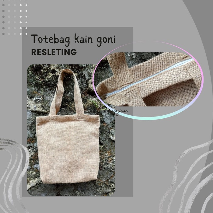 Tas handmade - Totebag goni polos include resleting - tas bahu- totebag goni