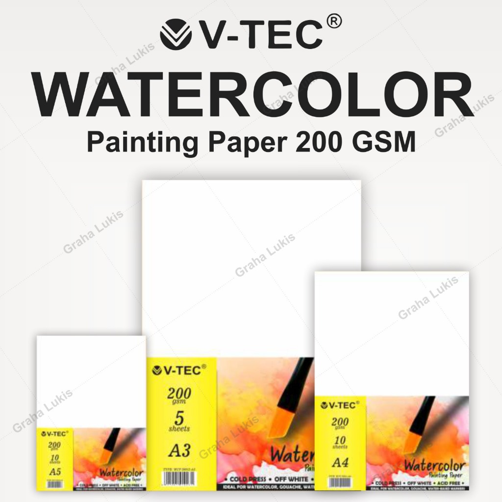 

HJK V-TEC Watercolor Paper 200 Gsm A3 Cold Pressed - Lembaran
