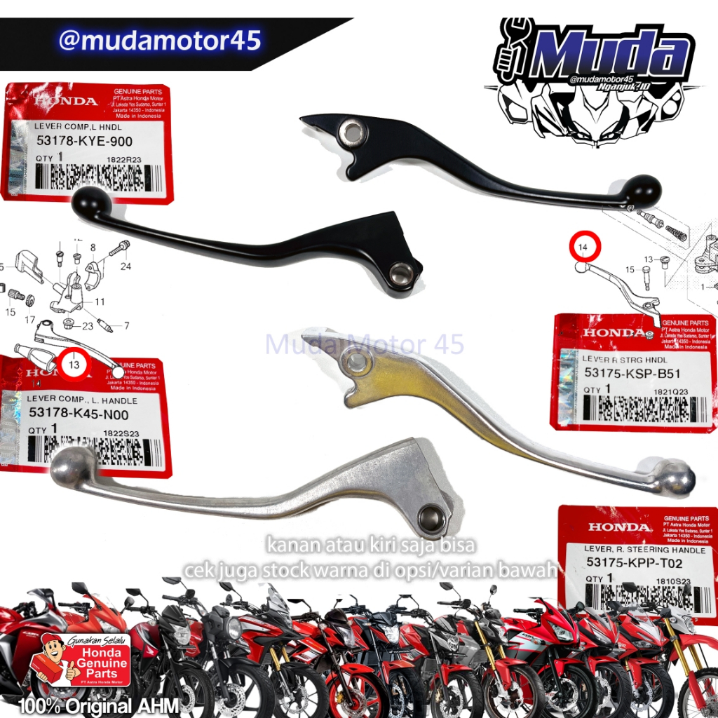 HANDEL KANAN OR KIRI SET CBR150R CB150R CBR250R KYJ K33 MSX 125 GROM CRF150L 53175-K26-KPP 53175KPPT