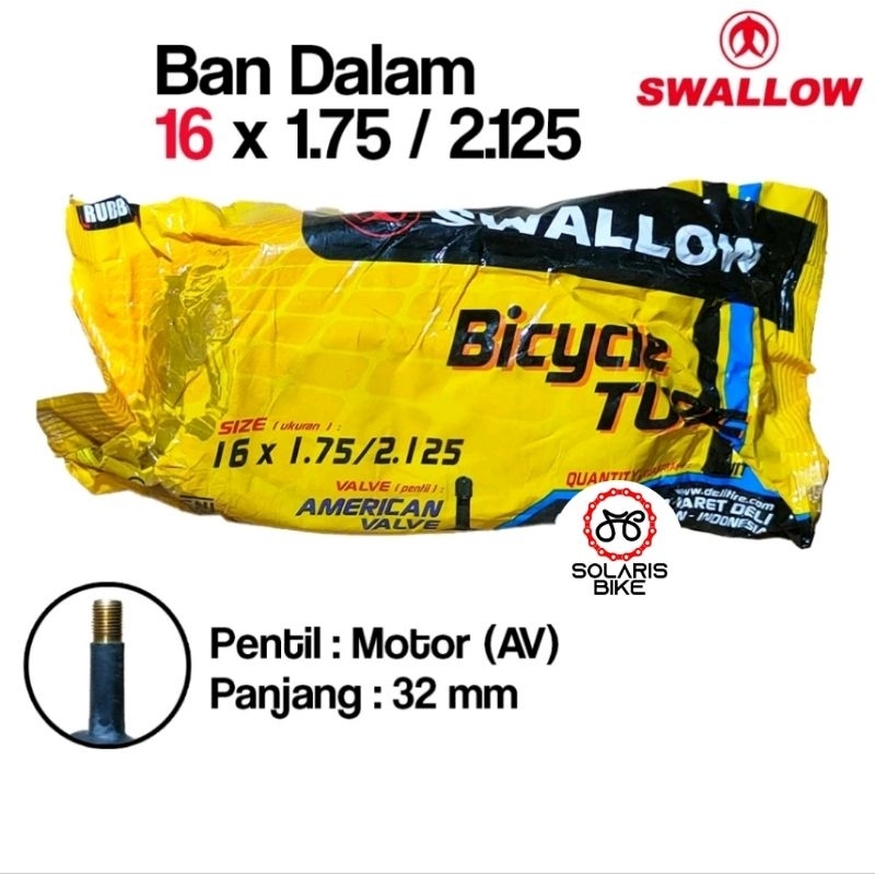 Ban Dalam Sepeda 16 x 1.75 / 1.95 / 2.125 AV Anak Bmx Mini Lipat Folding Swallow
