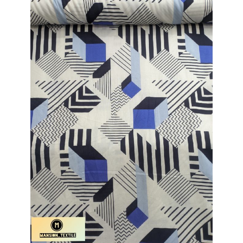 Bahan Kain Katun Rayon Garment Motip Abstrak