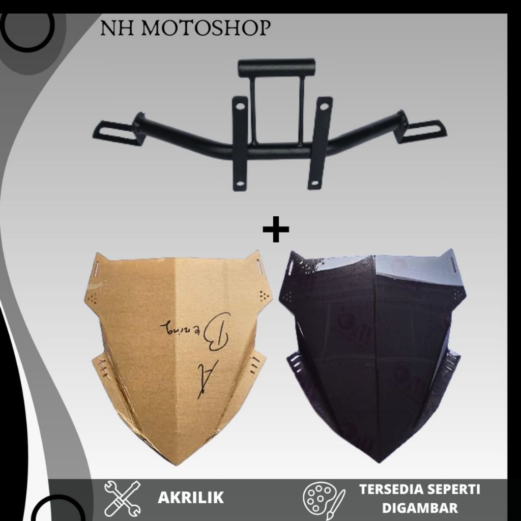 PAKET BREKET VISOR WINDSHIELD KACA MOTOR 40 CM HONDA BEAT KARBU BRACKET VISOR PLUS VISOR A40