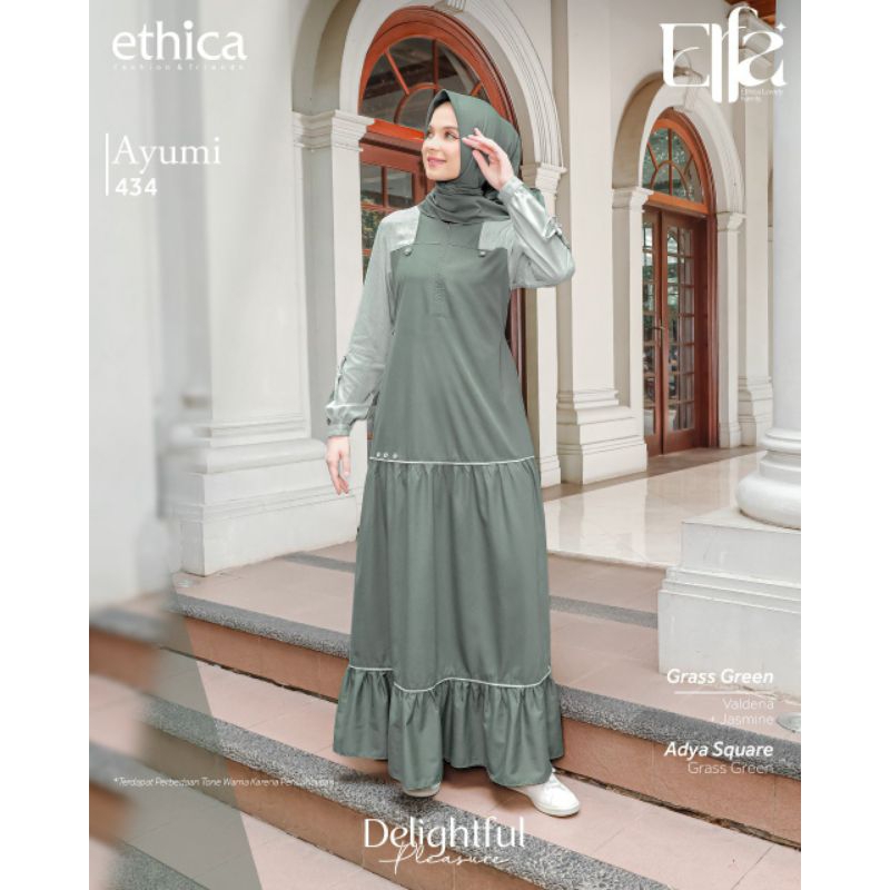 Gamis Bunda ETHICA AYUMI 434 GRASS GREEN | SARIMBIT KELUARGA ELFA 299 GRASS GREEN