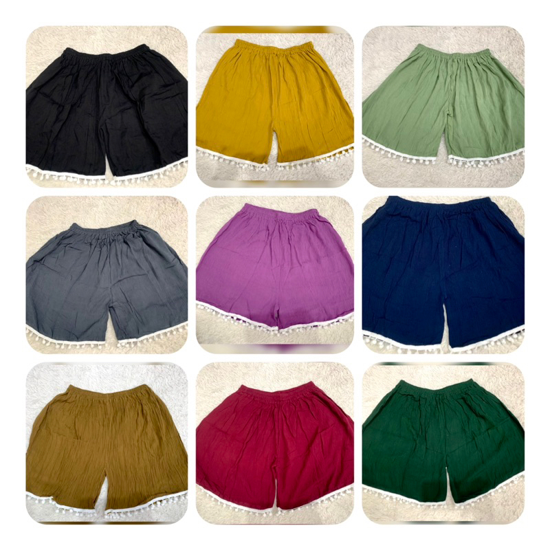 Celana Pendek Kringkel Pom Pom Bali / Celana Pendek Bali