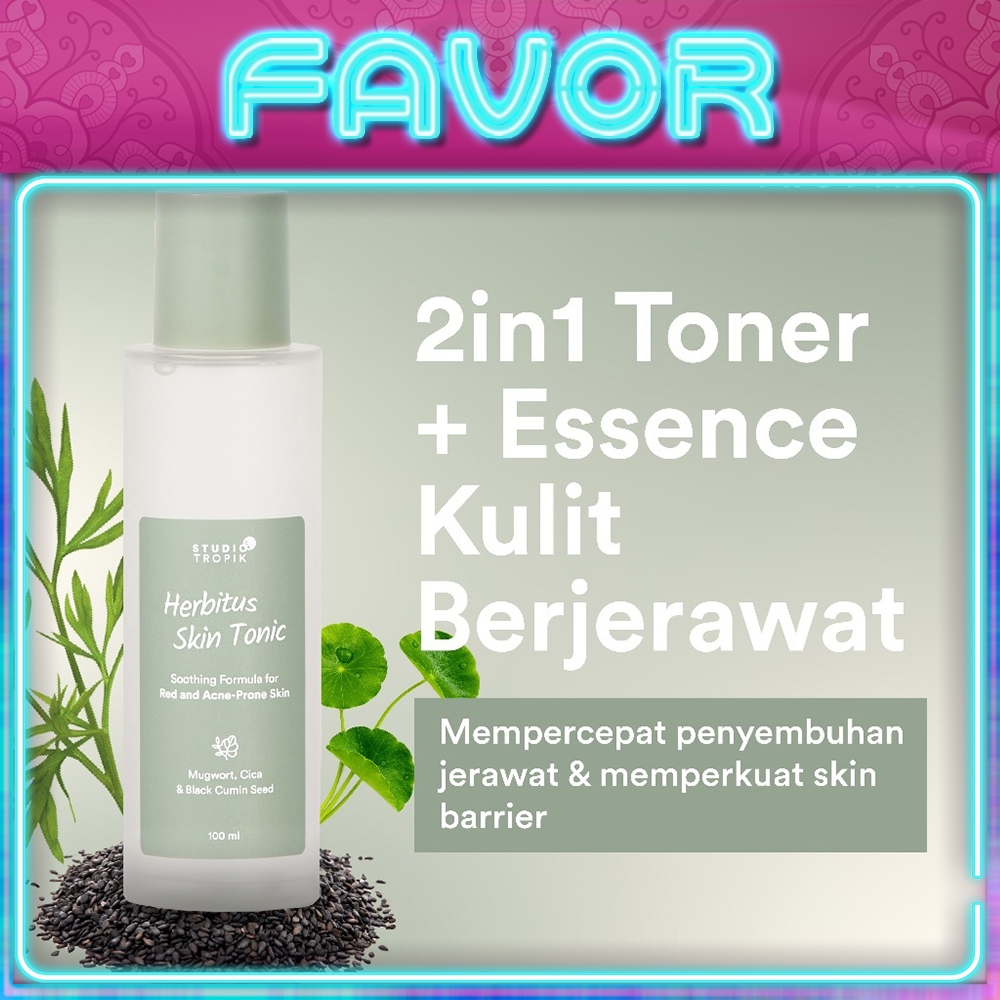 STUDIO TROPIK Herbitus Skin Tonic | 30ml | 100ml | 2in1 Toner Essence | Untuk Kulit Berminyak & Berj
