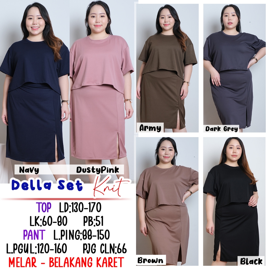 DELLA SET SETELAN ROK JUMBO MELAR ONESET BIGSIZE MUAH NEW
