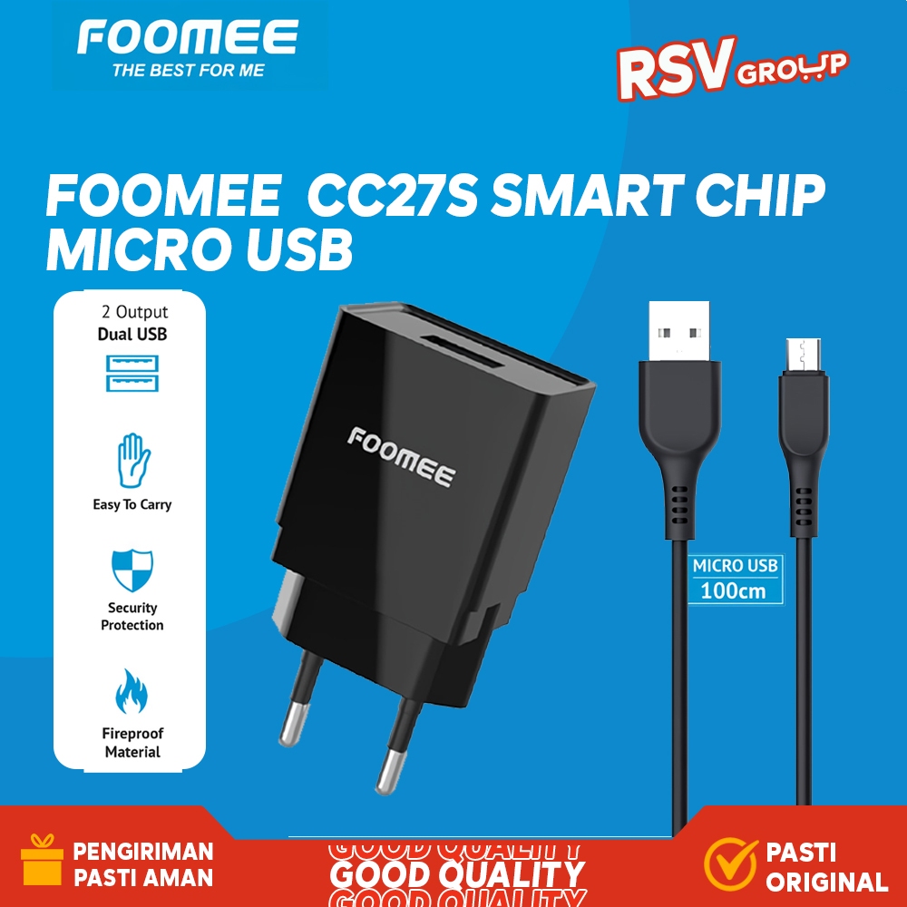 FOOMEE CHARGER MICRO USB (SMART CHIP) CC27S Travel Charger Micro Terbaik - MICRO