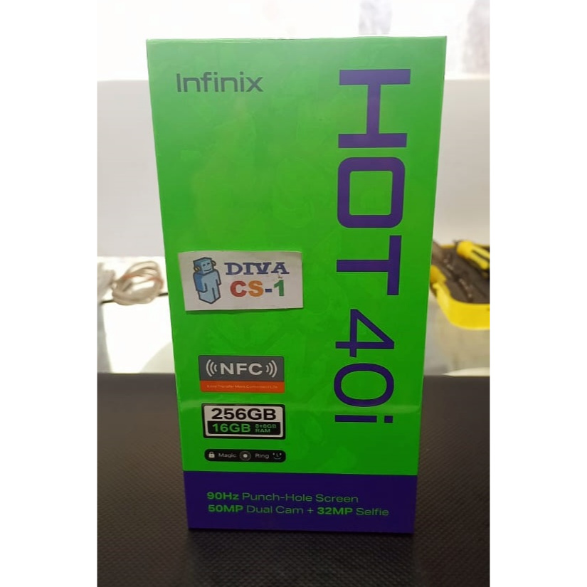 Infinix Hot 40i Ram 8+8Gb 256Gb Magic Ring kamera 50Mp + 32mp Batt 5000 mAh Bandung Antapani DSK