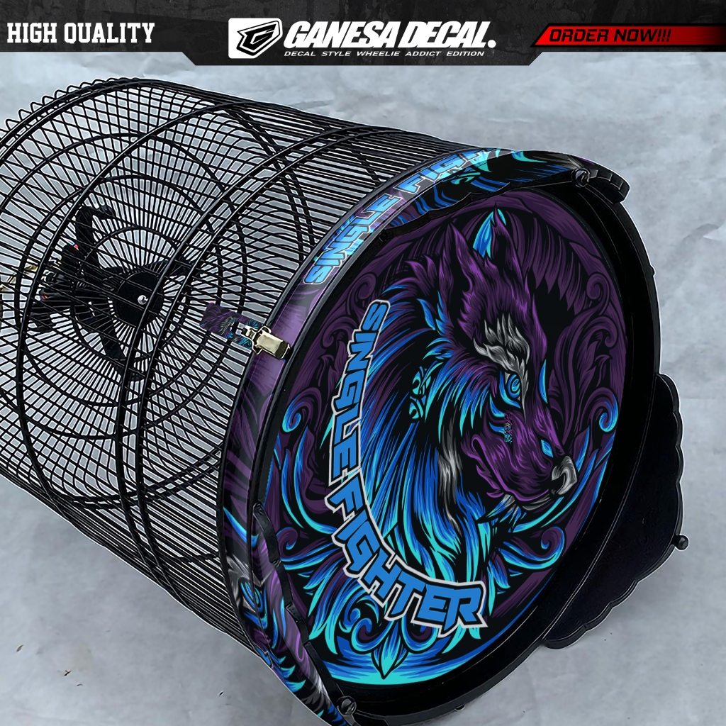 Stiker Decal Sangkar Burung Murai Kacer Tebok Bulat - Sticker Dekal Sangkar Murai Variasi Desain Sin