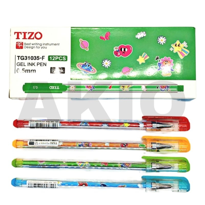 Bolpoin Gel TIZO Karakter HEART FACE Cute Lucu 0.5 mm TG31035-F Pulpen Hitam Ballpoint Bolpen Pena M