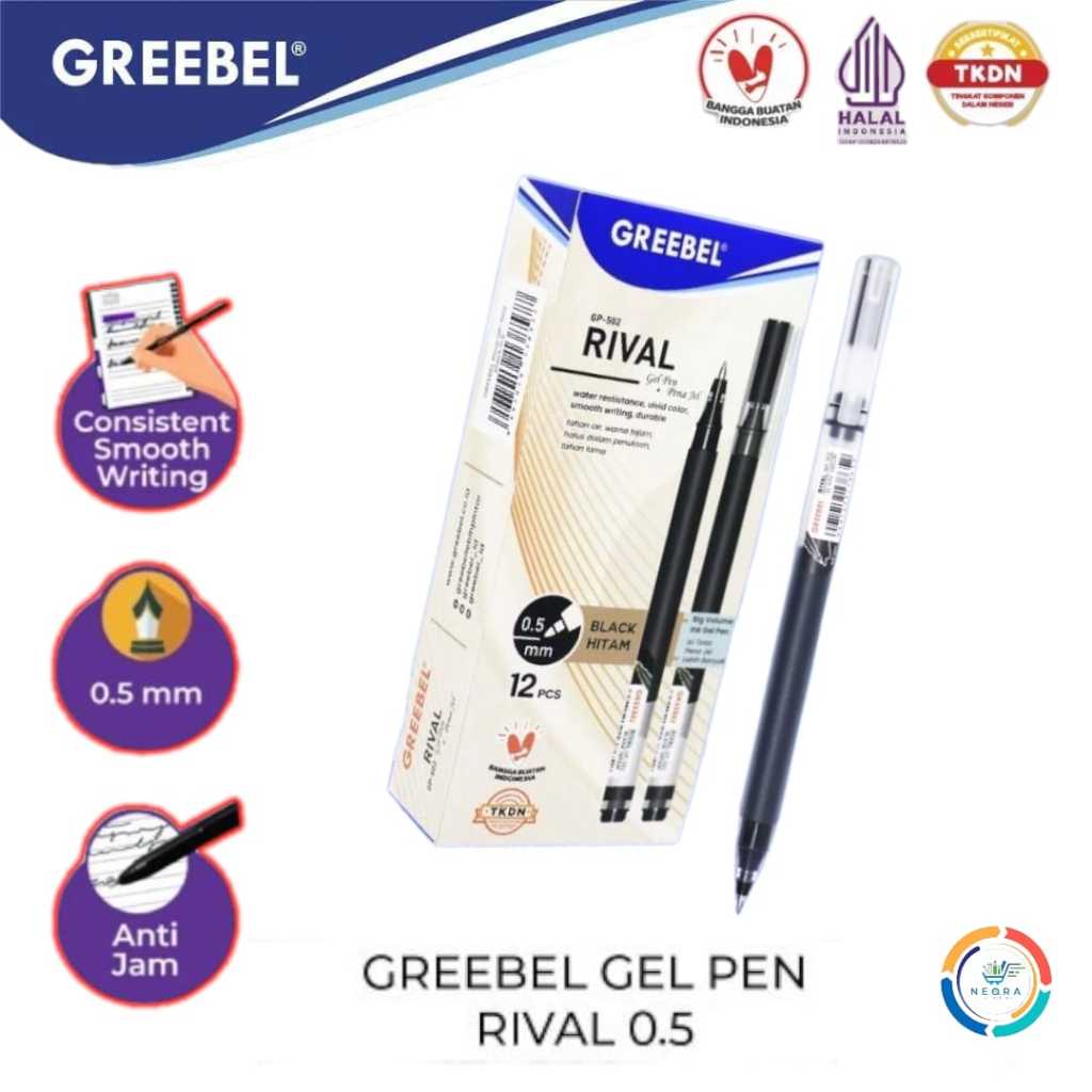 

Greebel Gel Pen GP-502 Rival 0.5mm Hitam | @ 1Pcs