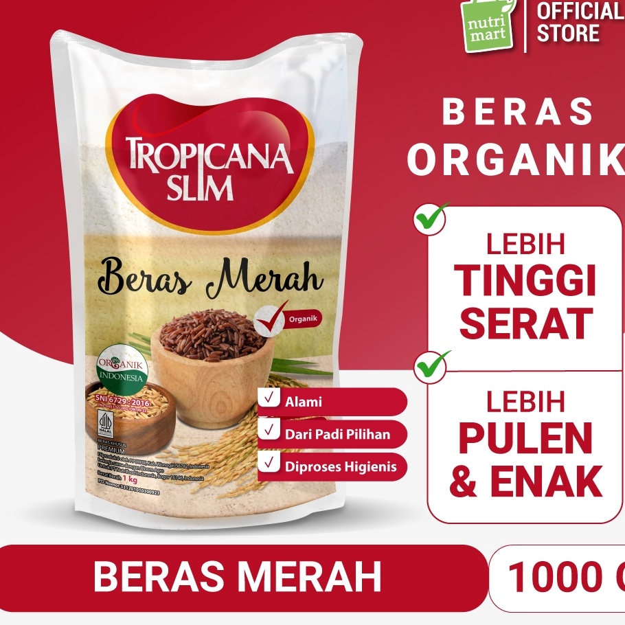 

Free Ongkir Tropicana Slim Beras Merah Organik 1 kg Beras Merah Pulen Tinggi Serat