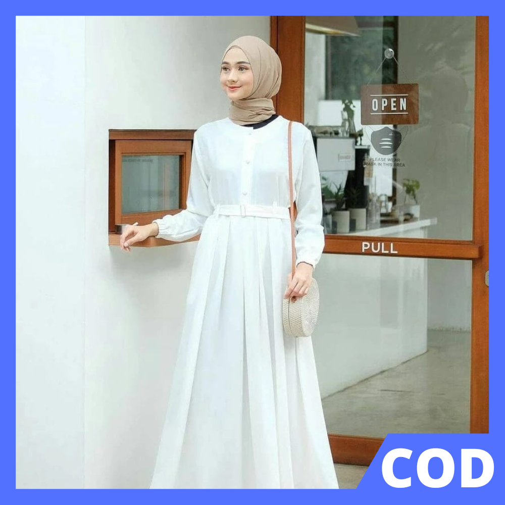 BAJU GAMIS WANITA TERBARU 2024 REMAJA KEKINIAN PUTIH