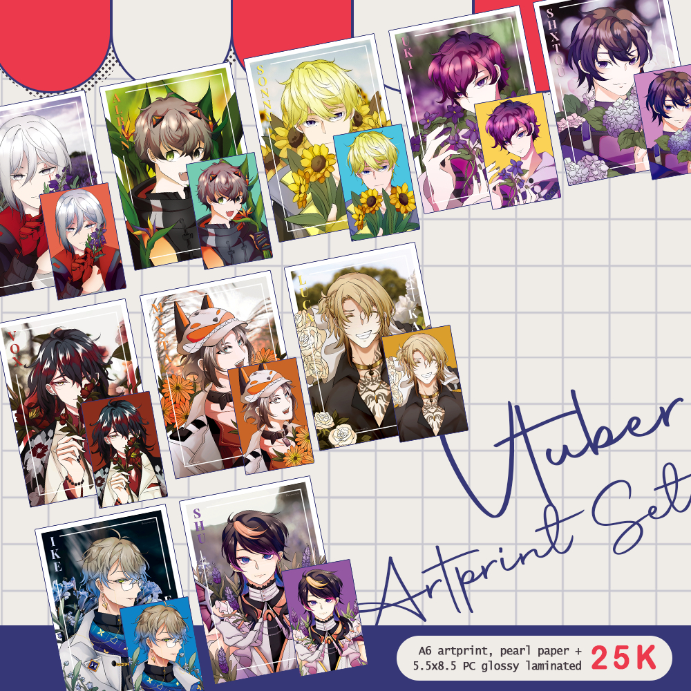 [READY STOCK] VTuber Nijisanji EN Luxiem, Noctyx, Shxtou A6 Artprint/Postcard + Photocard Set
