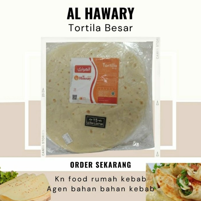 

XG34448 Tortila Kebab AL HAWARY Kulit Kebab diameter 24 cm isi 2 Tortila Besar Al HAWARY