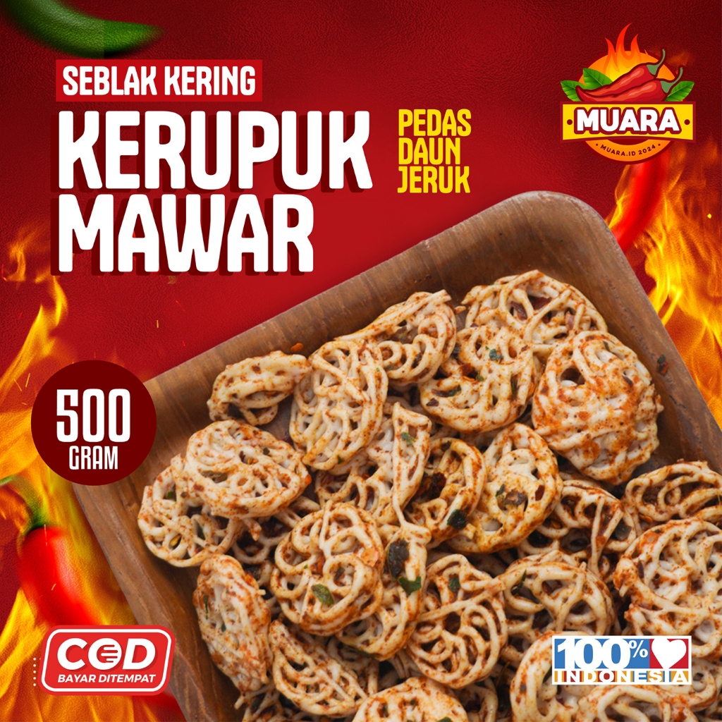 

SEBLAK KERING KERUPUK MAWAR / PEDO RASA PEDAS DAUN JERUK KEMASAN 500 GRAM