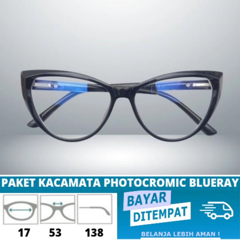 kacamata premium 6021 lensa antiradiasi photocromic blueray bluecromic