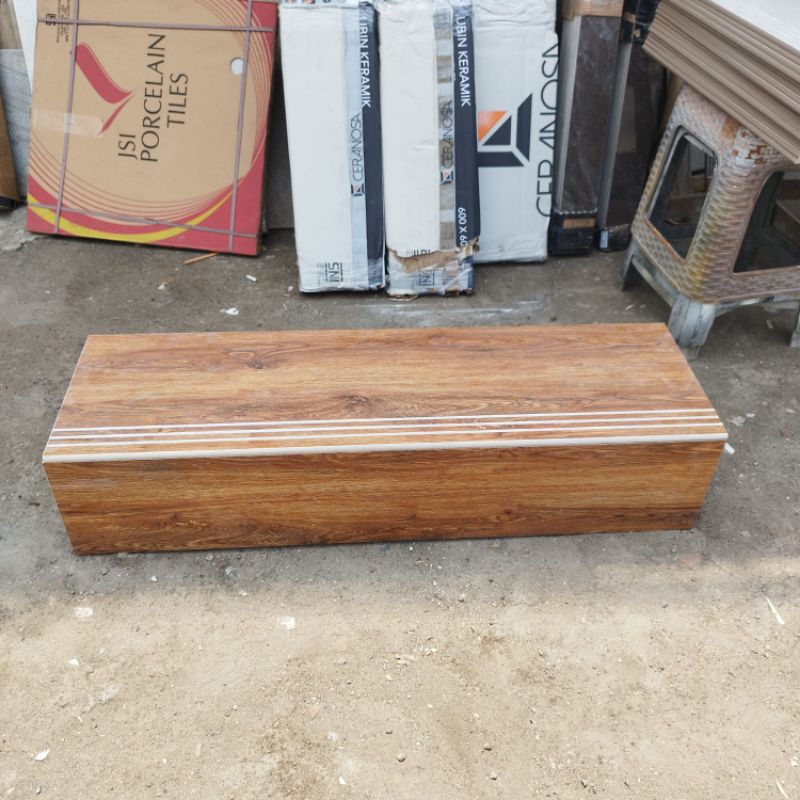 Granit tangga motip kayu 30x80 20x80 Garuda nuca dark brown