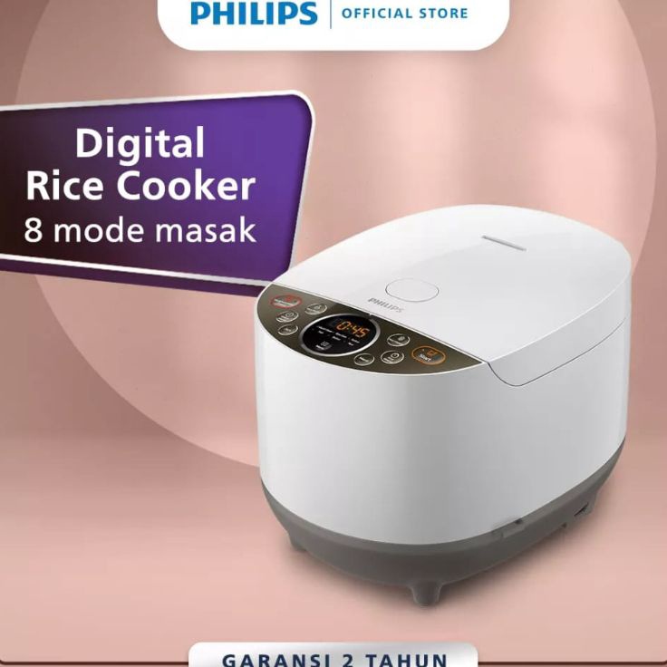 Terlaku PHILIPS 18L Digital Rice Cooker HD451533 4Watt 8 Menu White putih mejikom multi fungsi d Pal