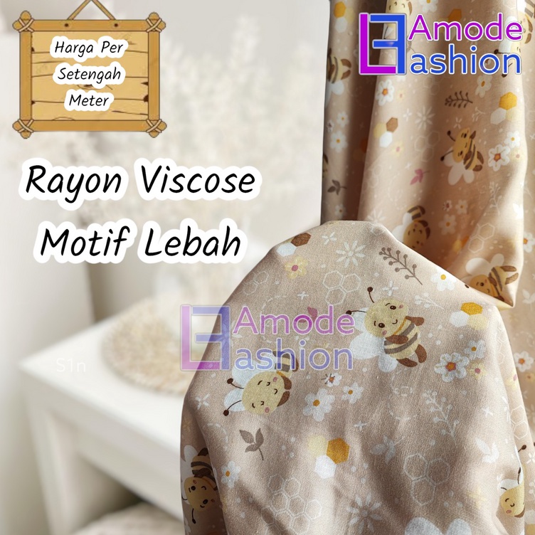 Grosir Pembelian  Kain Rayon Viscose Motif Lebah