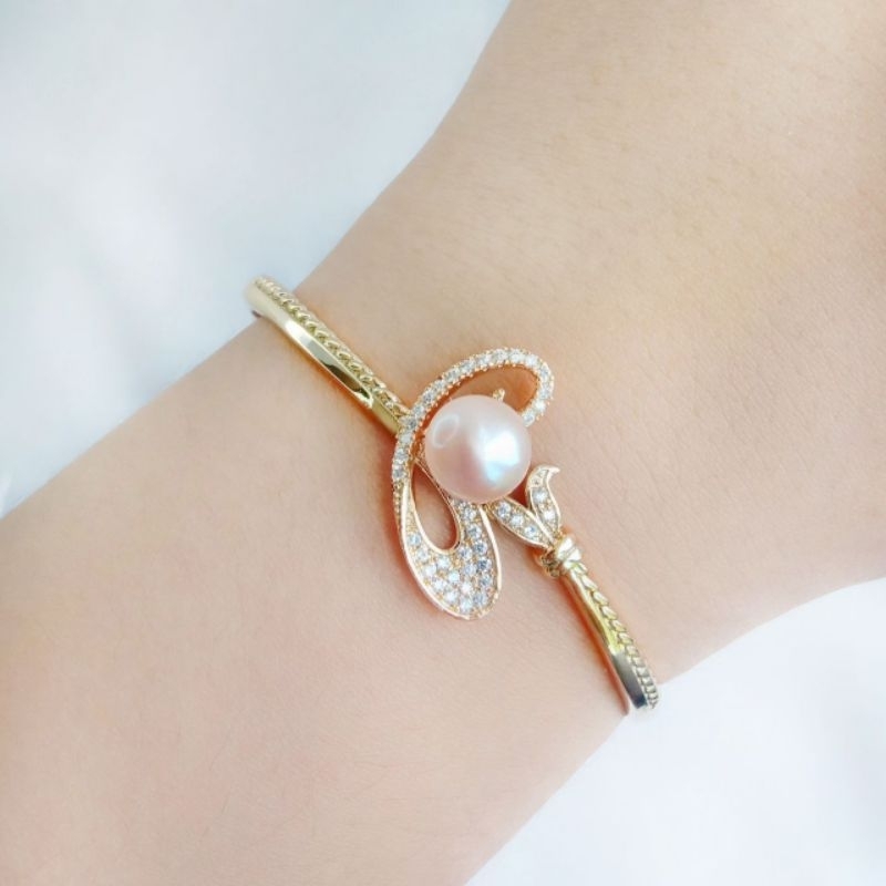 Gelang Pipa Lapis Emas Mutiara Asli