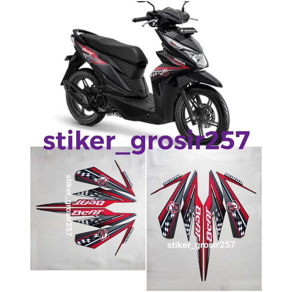 STIKER STRIPING & LIS BODY BEAT FI ESP 2018 HITAM MERAH STANDAR