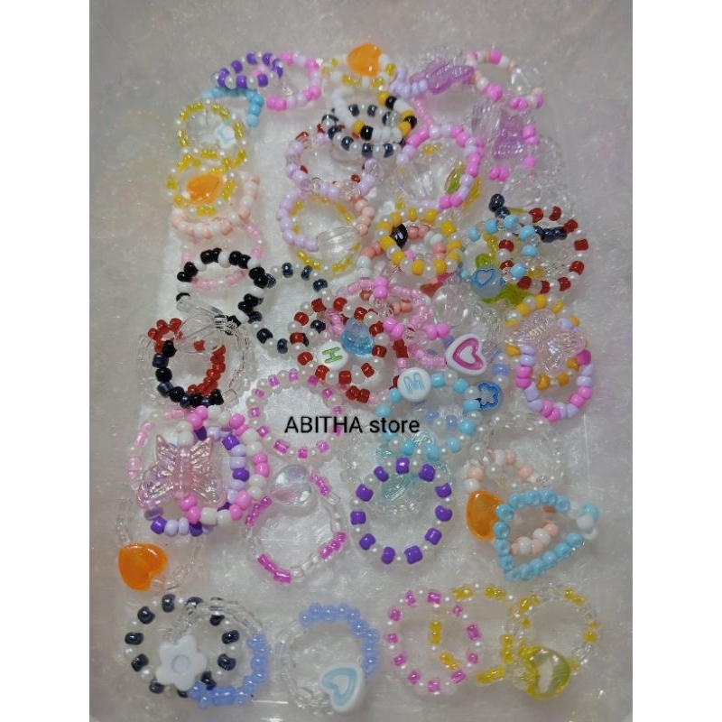 Cincin Korea Manik Manik Lucu / Paket Isi 6 pcs Random.