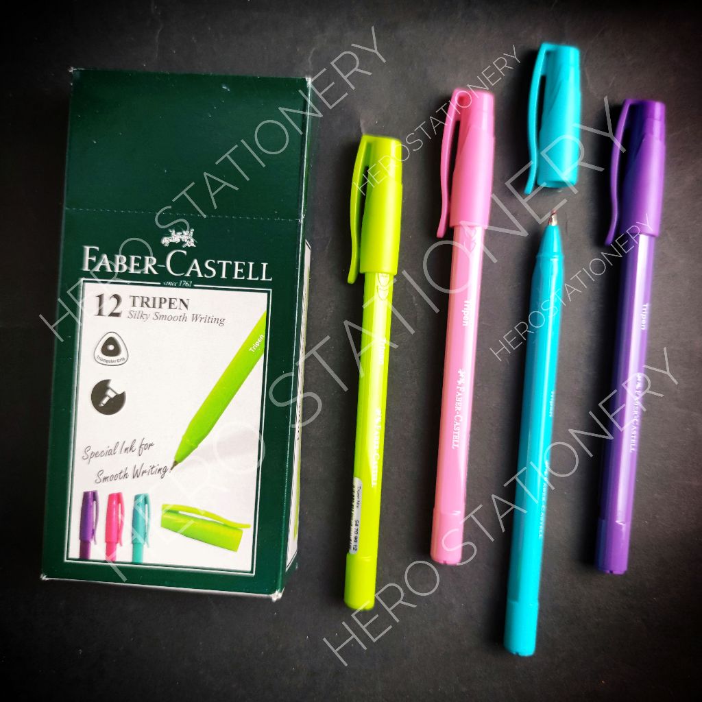 

Pen ballpen faber-castell tripen grip triangular . 12 unit
