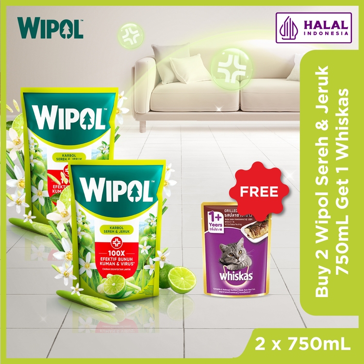 Buy 2 Wipol Sereh 750ml Get 1 Whiskas