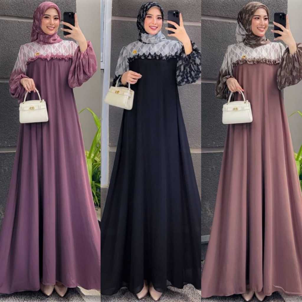 ELLENA DRESS/GAMIS CERUTY FREE HIJAB SEGIEMPAT DRESS WANITA