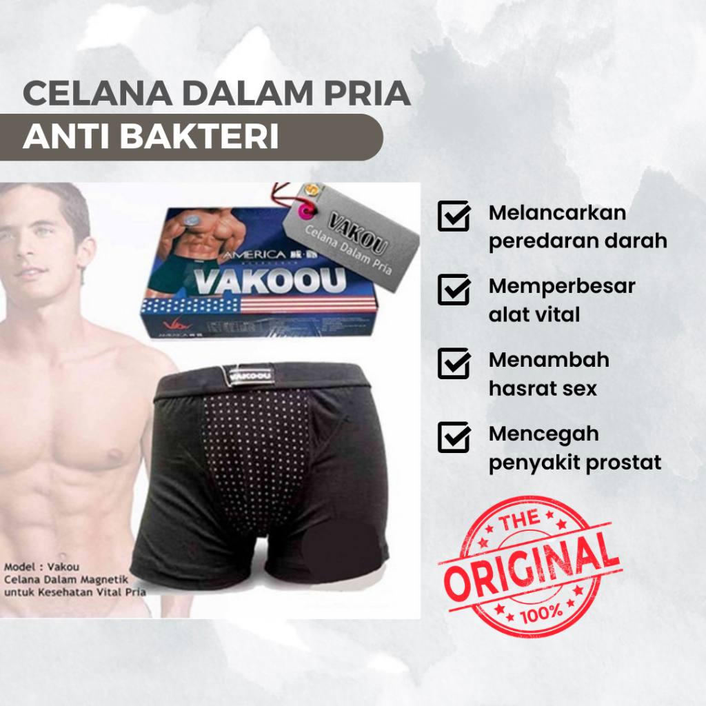 Celana Dalam Terapi Keperkasaan Kesehatan Vitalitas Pria Dewasa Boxer Magnetic Ion Vakoou Original