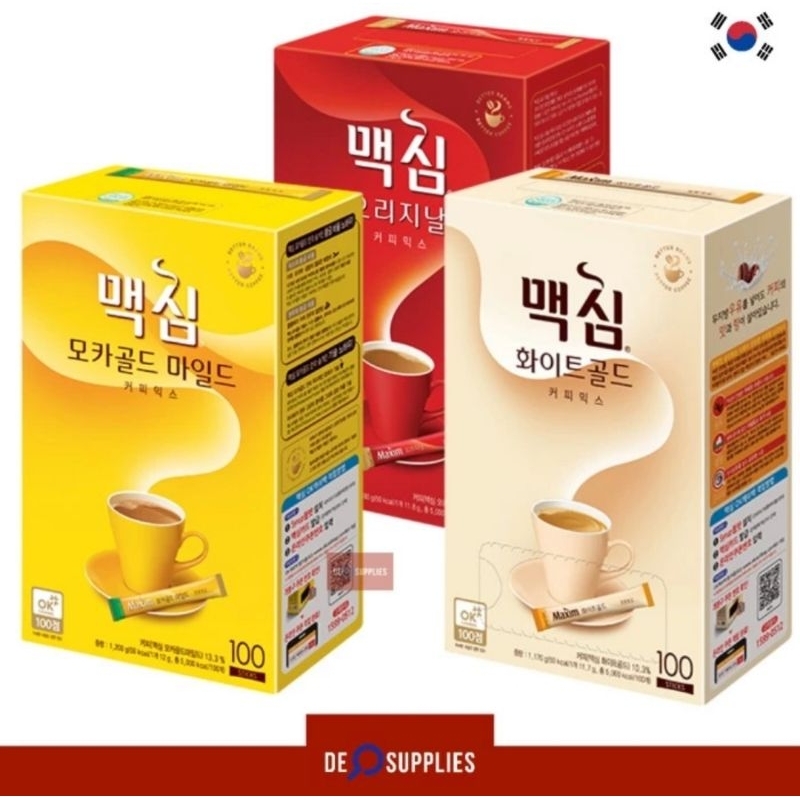 

Maxim Coffee Mix 100sachet - Kopi Maxim Original Korea Mocca White - Original - White Gold