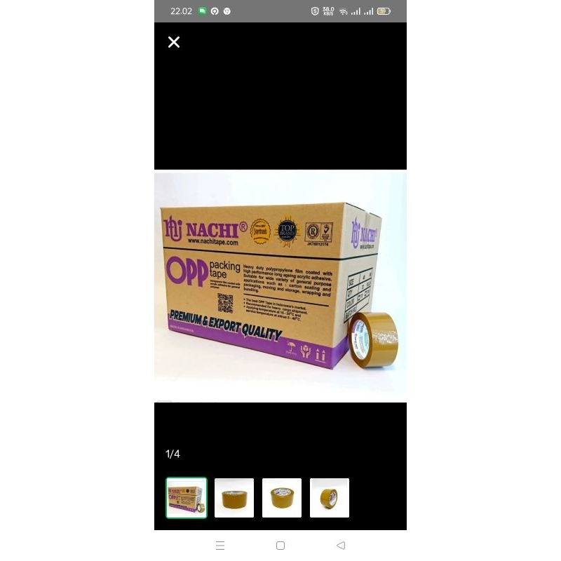 lakban coklat nachi 2 " 100 yard harga tersebut diatas untuk pembelian 1 box isi 72 roll