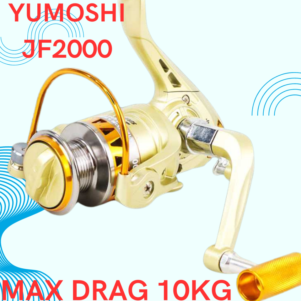Reel Pancing | Gulungan Pancing YUMOSHI Fishing Reel Pancing Spinning 5.2:1 Gear Ratio - JF2000