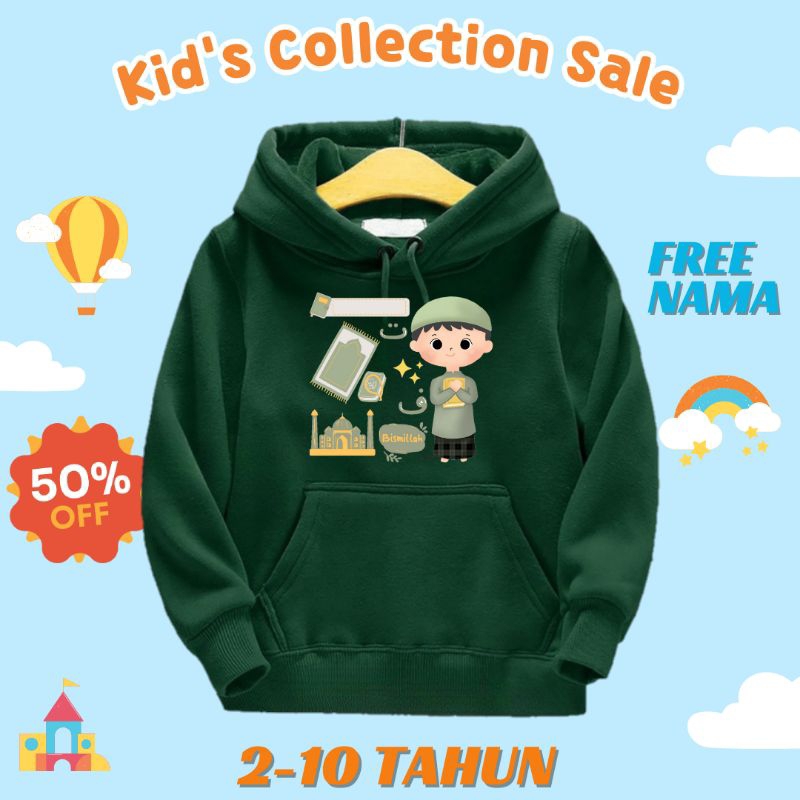 Jaket Sweater Hoodie Anak laki laki Karakter muslim free nama