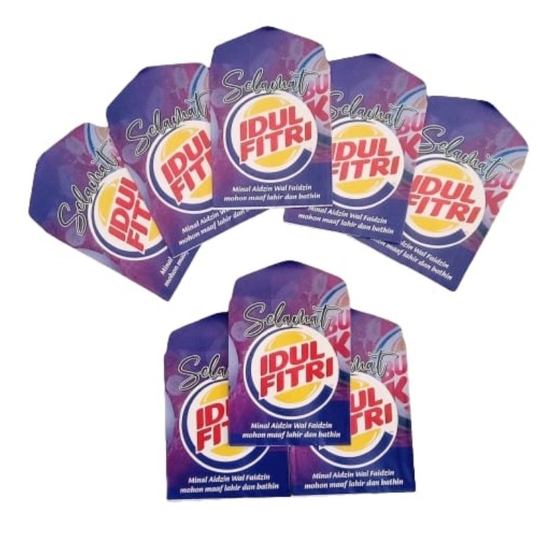 

1 pack isi 8 AMPLOP LEBARAN idul fitri uk. Sedang Kertas glosy *MengKilap* gambar SNACK