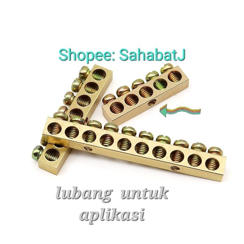 Terminal Kabel Blok 3 / 5 / 7 / 10 / 12 / 15 Baut Lubang Pole Netral Block ground Arde Earth Groundi