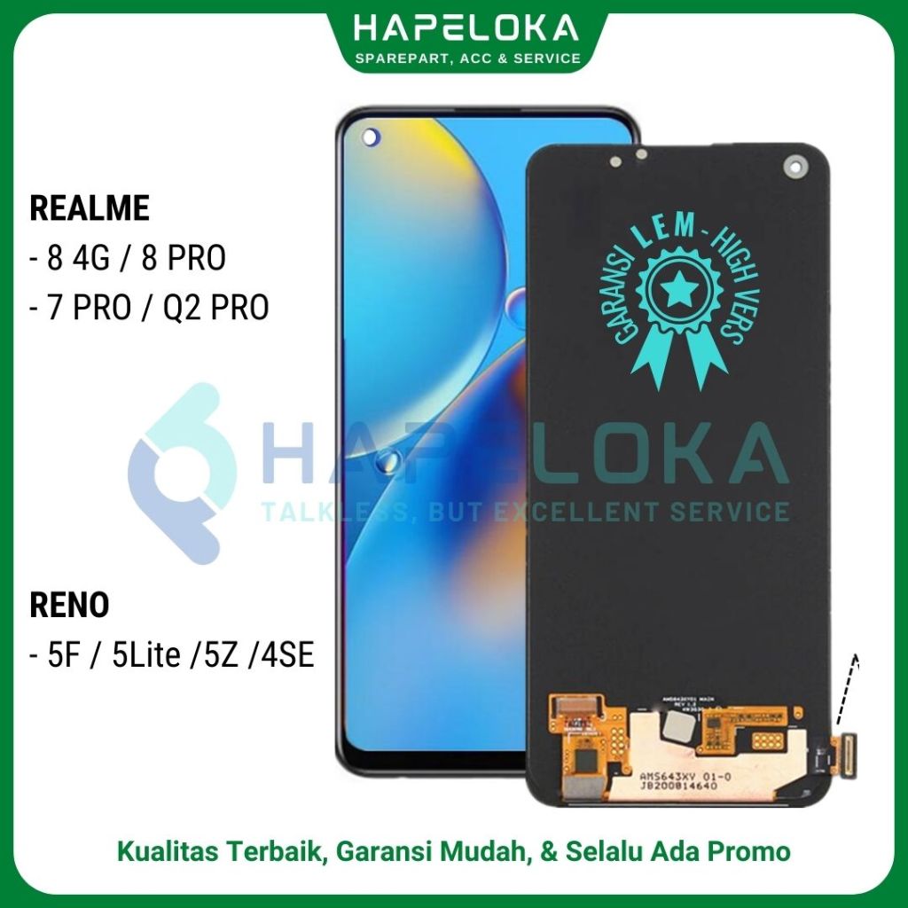 LCD REALME 8 4G / REALME 8 PRO / REALME 7 PRO / RENO 5F / 5 Lite/ 5Z/ 4SE - ORI COMPLETE
